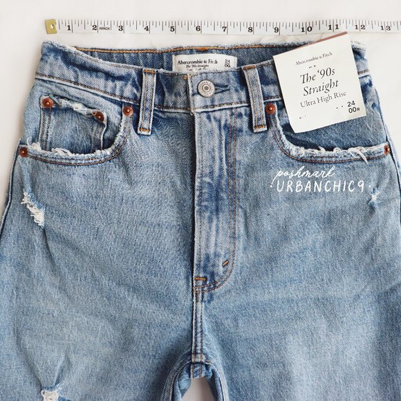 ABERCROMBIE 90s Ultra High Rise Straight Jean 24 - Picture 8 of 15